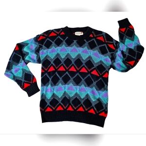Vintage 80s Colorful Geometric Sweater